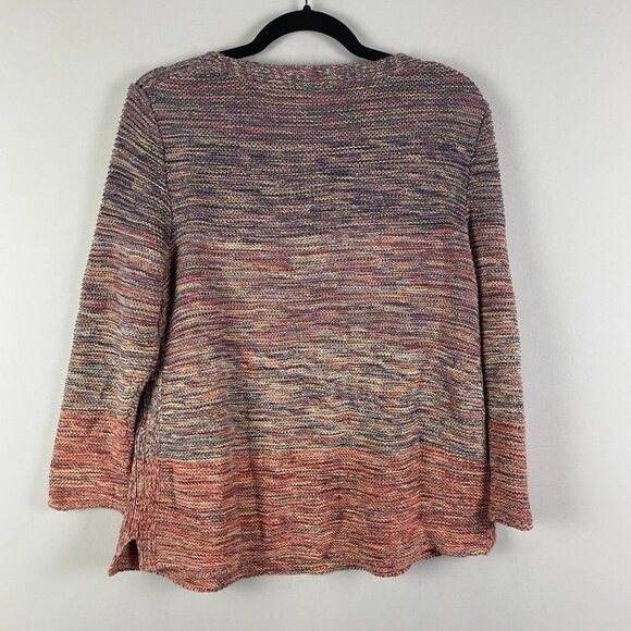 Chicos Tropical Sunset Ombré Pullover Sweater Size 2 US Large 3/4 Sleeves - Picture 2 of 9